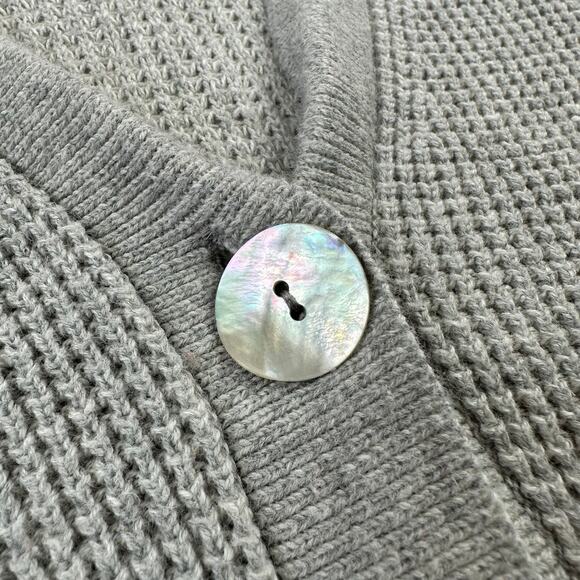 Eileen Fisher Sweater Womens Small Gray Organic Cotton Cardigan Waffle Knit - Picture 5 of 7
